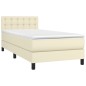 vidaXL Boxspringbett mit Matratze & LED Creme 100x200 cm Kunstleder vidaXL Boxspringbett mit Matratze & LED Creme 100x200 cm Kunstleder