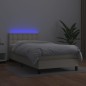 vidaXL Boxspringbett mit Matratze & LED Creme 100x200 cm Kunstleder vidaXL Boxspringbett mit Matratze & LED Creme 100x200 cm Kunstleder