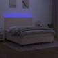 vidaXL Boxspringbett mit Matratze & LED Creme 160x200 cm Stoff vidaXL Boxspringbett mit Matratze & LED Creme 160x200 cm Stoff