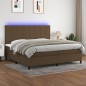 vidaXL Boxspringbett mit Matratze & LED Dunkelbraun 200x200 cm Stoff vidaXL Boxspringbett mit Matratze & LED Dunkelbraun 200x200 cm Stoff