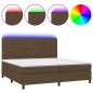 vidaXL Boxspringbett mit Matratze & LED Dunkelbraun 200x200 cm Stoff vidaXL Boxspringbett mit Matratze & LED Dunkelbraun 200x200 cm Stoff