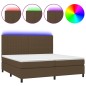 vidaXL Boxspringbett mit Matratze & LED Dunkelbraun 200x200 cm Stoff vidaXL Boxspringbett mit Matratze & LED Dunkelbraun 200x200 cm Stoff