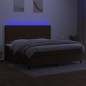 vidaXL Boxspringbett mit Matratze & LED Dunkelbraun 200x200 cm Stoff vidaXL Boxspringbett mit Matratze & LED Dunkelbraun 200x200 cm Stoff