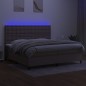 vidaXL Boxspringbett mit Matratze & LED Taupe 200x200 cm Stoff vidaXL Boxspringbett mit Matratze & LED Taupe 200x200 cm Stoff