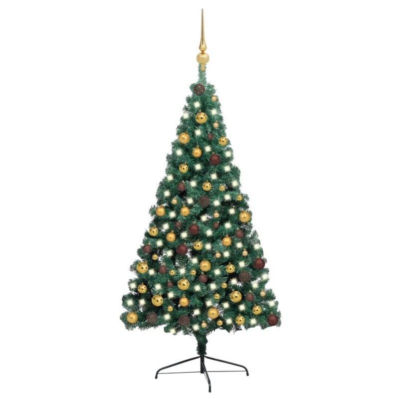 Künstlicher Halber Weihnachtsbaum mit LEDs & Kugeln Grün 210 cm Künstlicher Halber Weihnachtsbaum mit LEDs & Kugeln Grün 210 cm