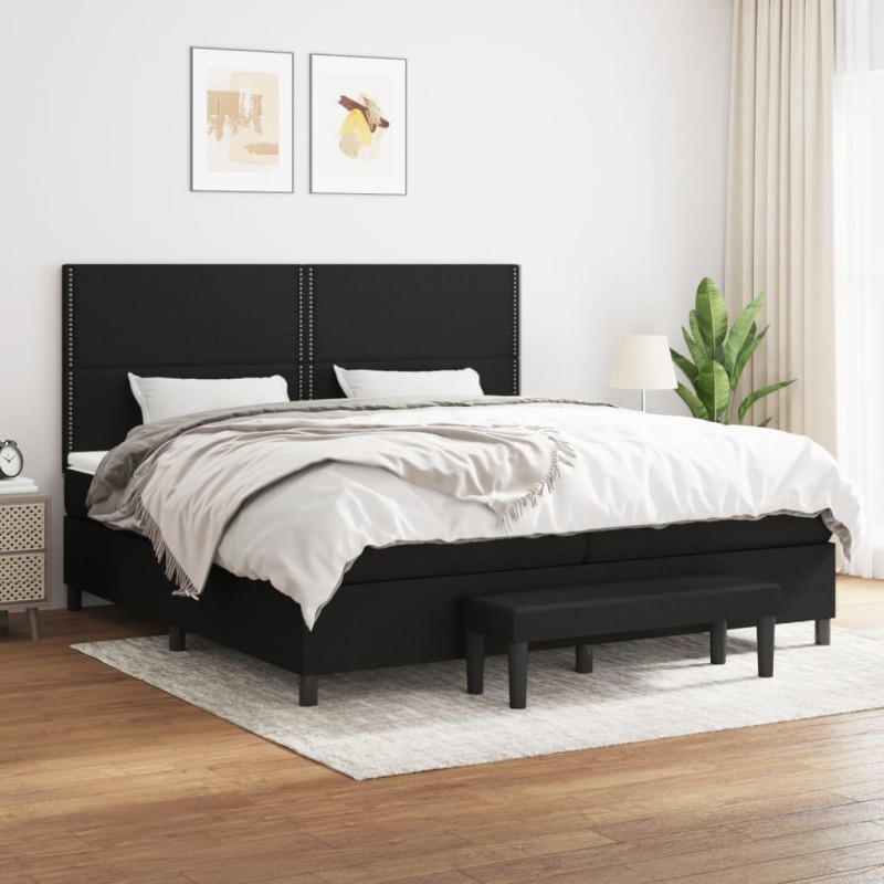 vidaXL Boxspringbett mit Matratze Schwarz 200x200 cm Stoff vidaXL Boxspringbett mit Matratze Schwarz 200x200 cm Stoff