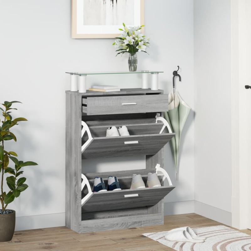 vidaXL Schuhschrank Grau Sonoma 63x24x104 cm Holzwerkstoff vidaXL Schuhschrank Grau Sonoma 63x24x104 cm Holzwerkstoff