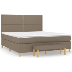 vidaXL Boxspringbett mit Matratze Taupe 160x200 cm Stoff