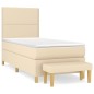 vidaXL Boxspringbett mit Matratze Creme 90x190 cm Stoff vidaXL Boxspringbett mit Matratze Creme 90x190 cm Stoff