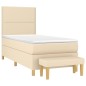 vidaXL Boxspringbett mit Matratze Creme 90x190 cm Stoff vidaXL Boxspringbett mit Matratze Creme 90x190 cm Stoff