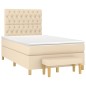 vidaXL Boxspringbett mit Matratze Creme 120x200 cm Stoff vidaXL Boxspringbett mit Matratze Creme 120x200 cm Stoff