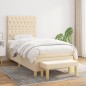 vidaXL Boxspringbett mit Matratze Creme 100x200 cm Stoff vidaXL Boxspringbett mit Matratze Creme 100x200 cm Stoff