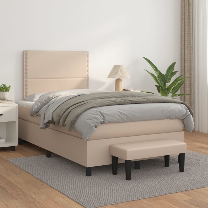 vidaXL Boxspringbett Matratze Cappuccino-Braun 120x200cm Kunstleder vidaXL Boxspringbett Matratze Cappuccino-Braun 120x200cm Kunstleder