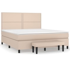 vidaXL Boxspringbett Matratze Cappuccino-Braun 180x200 cm Kunstleder