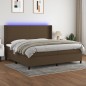 vidaXL Boxspringbett mit Matratze & LED Dunkelbraun 200x200 cm Stoff vidaXL Boxspringbett mit Matratze & LED Dunkelbraun 200x200 cm Stoff