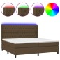 vidaXL Boxspringbett mit Matratze & LED Dunkelbraun 200x200 cm Stoff vidaXL Boxspringbett mit Matratze & LED Dunkelbraun 200x200 cm Stoff