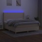 vidaXL Boxspringbett mit Matratze & LED Creme 160x200 cm Stoff vidaXL Boxspringbett mit Matratze & LED Creme 160x200 cm Stoff