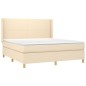 vidaXL Boxspringbett mit Matratze & LED Creme 160x200 cm Stoff vidaXL Boxspringbett mit Matratze & LED Creme 160x200 cm Stoff