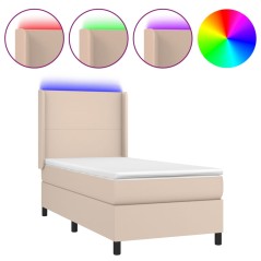 vidaXL Boxspringbett mit Matratze & LED Cappuccino-Braun 90x200cm