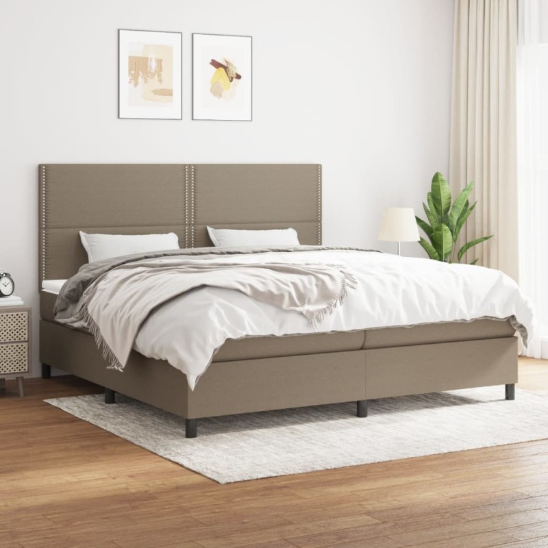 vidaXL Boxspringbett mit Matratze Taupe 200x200 cm Stoff vidaXL Boxspringbett mit Matratze Taupe 200x200 cm Stoff