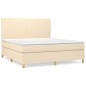vidaXL Boxspringbett mit Matratze Creme 160x200 cm Stoff vidaXL Boxspringbett mit Matratze Creme 160x200 cm Stoff