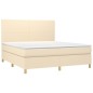 vidaXL Boxspringbett mit Matratze Creme 160x200 cm Stoff vidaXL Boxspringbett mit Matratze Creme 160x200 cm Stoff