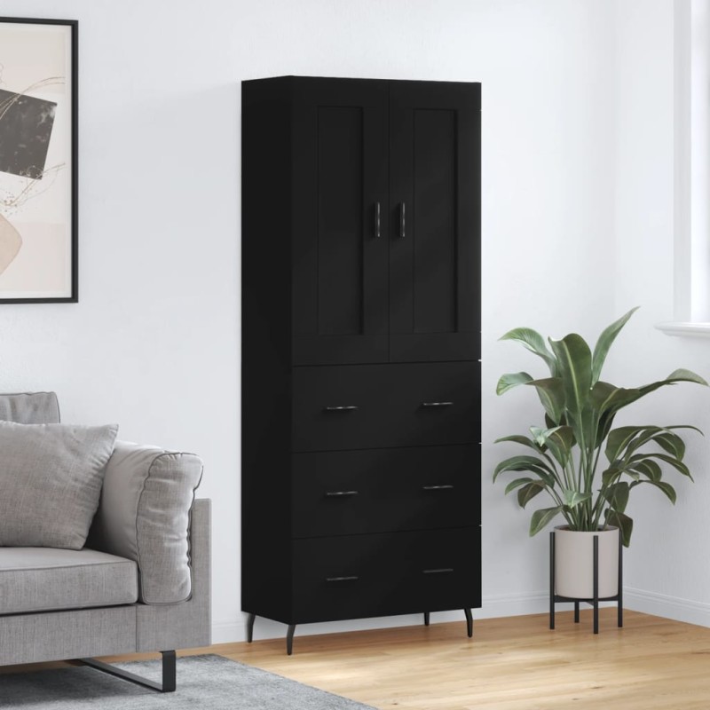 vidaXL Highboard Schwarz 69,5x34x180 cm Holzwerkstoff vidaXL Highboard Schwarz 69,5x34x180 cm Holzwerkstoff