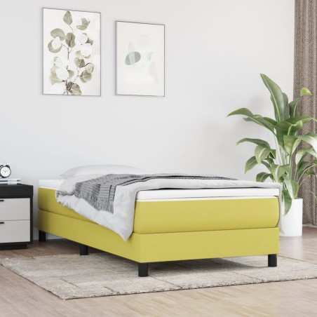 vidaXL Boxspringbett mit Matratze Grün 100x200 cm Stoff
