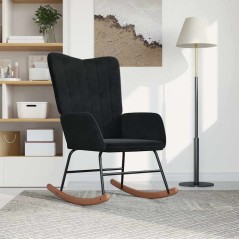 vidaXL Schaukelstuhl Schwarz Samt