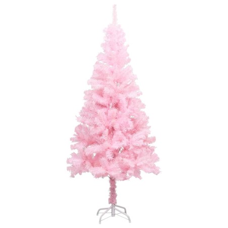 Künstlicher Weihnachtsbaum mit LEDs & Kugeln Rosa 150 cm PVC