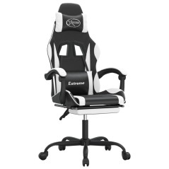 vidaXL Gaming-Stuhl mit Fußstütze Drehbar Schwarz & Weiß Kunstleder