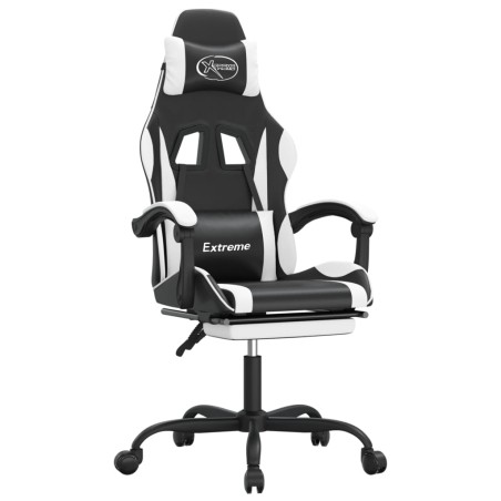 vidaXL Gaming-Stuhl mit Fußstütze Drehbar Schwarz & Weiß Kunstleder