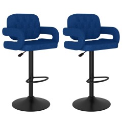 vidaXL Barhocker 2 Stk. Blau Stoff