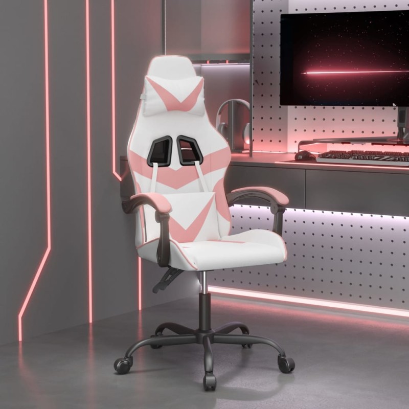 vidaXL Gaming-Stuhl Drehbar Weiß und Rosa Kunstleder vidaXL Gaming-Stuhl Drehbar Weiß und Rosa Kunstleder