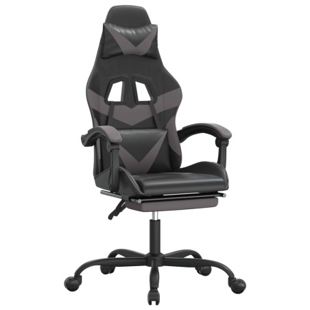 vidaXL Gaming-Stuhl mit Fußstütze Drehbar Schwarz & Grau Kunstleder
