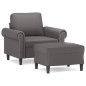 vidaXL Sessel mit Hocker Grau 60 cm Kunstleder vidaXL Sessel mit Hocker Grau 60 cm Kunstleder