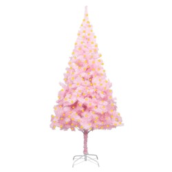 Künstlicher Weihnachtsbaum mit LEDs & Ständer Rosa 210 cm PVC