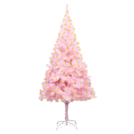 Künstlicher Weihnachtsbaum mit LEDs & Ständer Rosa 210 cm PVC