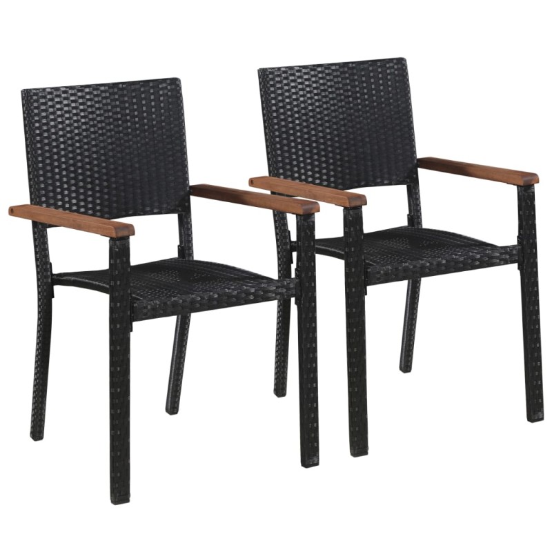 vidaXL Gartenstühle 2 Stk. Poly-Rattan Schwarz vidaXL Gartenstühle 2 Stk. Poly-Rattan Schwarz