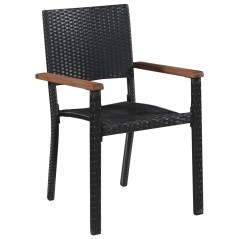  vidaXL Gartenstühle 2 Stk. Poly-Rattan Schwarz