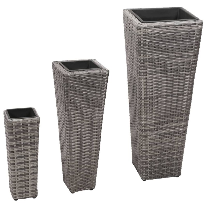 vidaXL Garten-Hochbeet 3-tlg. Poly Rattan Grau vidaXL Garten-Hochbeet 3-tlg. Poly Rattan Grau