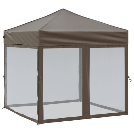 vidaXL Partyzelt Faltbar mit Seitenwänden Taupe 2x2 m