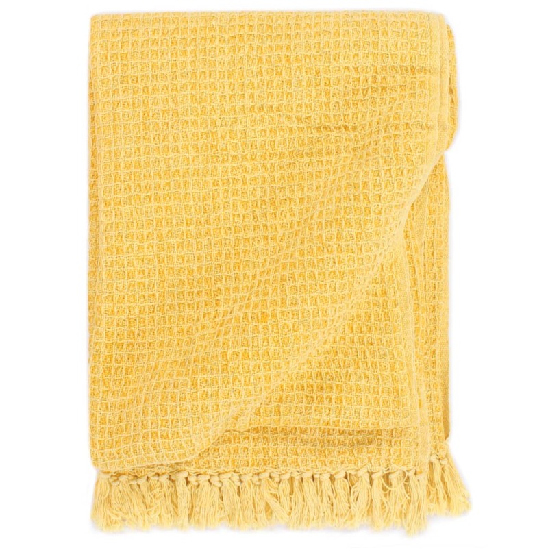 vidaXL Überwurf Baumwolle 125x150 cm Senfgelb vidaXL Überwurf Baumwolle 125x150 cm Senfgelb