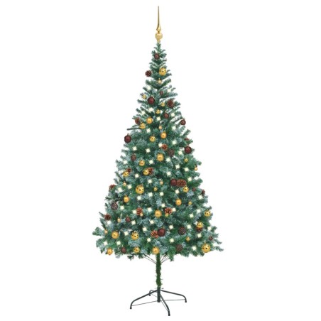 Künstlicher Weihnachtsbaum mit LEDs Kugeln & Zapfen 210 cm