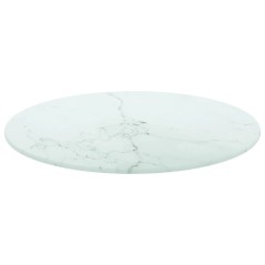 vidaXL Tischplatte Weiß Ø40x0,8 cm Hartglas in Marmoroptik