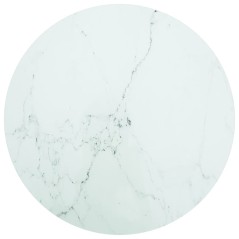 vidaXL Tischplatte Weiß Ø80x1 cm Hartglas in Marmoroptik