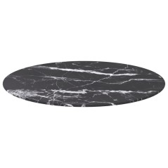 vidaXL Tischplatte Schwarz Ø70x0,8 cm Hartglas in Marmoroptik