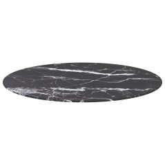 vidaXL Tischplatte Schwarz Ø90x1 cm Hartglas in Marmoroptik