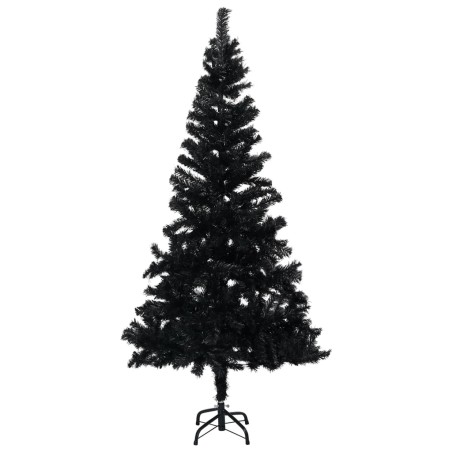 Künstlicher Weihnachtsbaum mit LEDs & Kugeln Schwarz 210 cm PVC