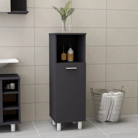 vidaXL Badezimmerschrank Grau 30x30x95 cm Holzwerkstoff